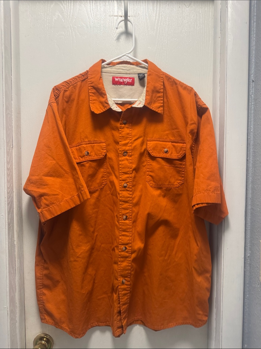 Wrangler Orange Short-Sleeve Button-Down Shirt